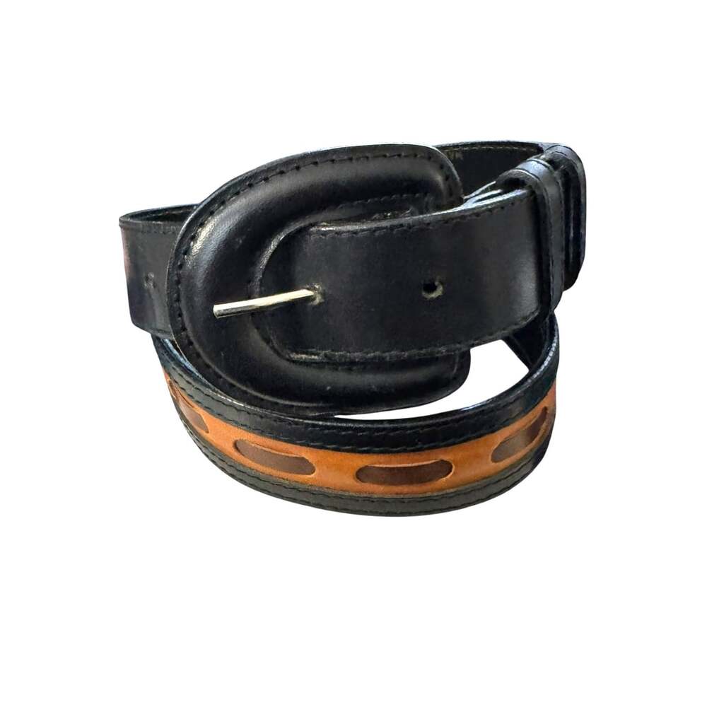 Ginnie Johansen Vintage Leather Belt Women’s size small Brown Black Minimalist